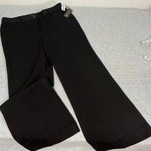 Y2K Wide Flare Trouser Pants Size 14 Black Office Career
